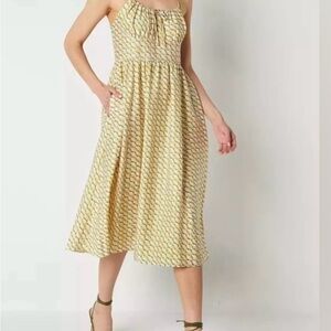 Ryegrass Pink Green Pastel Smocked Midi Sundress Large